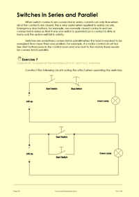 This is page 20 of Part 1 of the electrical maintenance training course notes, describing series and parallel circuits