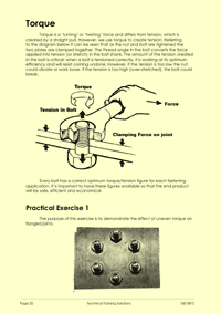 Page 25 of the course notes for the HSG 253 Line Breaking course, describing the tightening of flanged joints in pipes with even torque