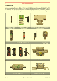 This is page 18 of the course notes for the BS7909 course, showing the common fuse types available
