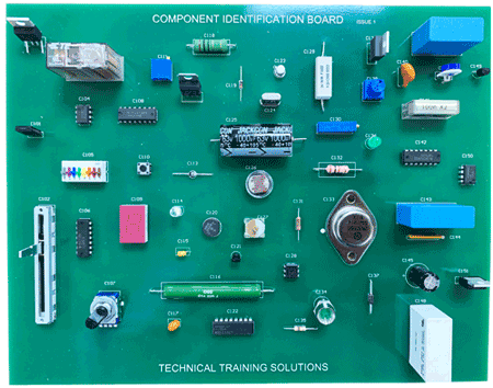 Candidates on the electronic fault finding training course are shown a wide range of common passive and active electronic components. They are shown how to read the markings of these components, where and how they would typically be used, their common lead-outs and they also use test equipment to confirm the serviceability of these components