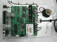 One of the electronics boards that competitors design, assemble and perform fault-finding on. This particular board is an electronic power controller used as a dimmer unit. It is controlled by software written by the competitors to a PIC chip.