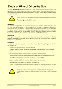 Page 10 of the mechanical isolation course notes, discussing the dangers of working with mineral oils