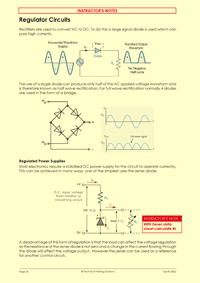 Page 24 of the Practical Electronics course notes, exploring rectification and shunt regulation