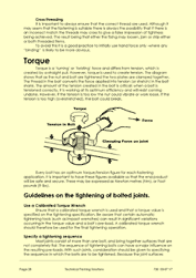 Page 28 of the course notes for the Machine Maintenance Training for Operators, describing the importance of the correct application of torque 
