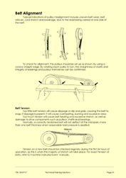 Page 51 of the course notes for the Machine Maintenance Training for Operators, describing the importance of correct belt and pulley alignment