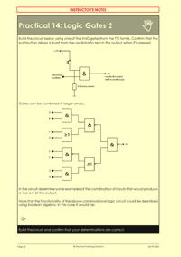 Page 66 of the Practical Electronics course notes, where we do a practical exercise looking at how logic gates can be combined to produce complex functions