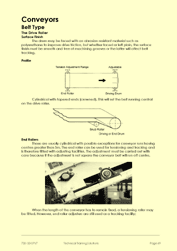 Page 69 of the course notes for the Machine Maintenance Training for Operators, describing how conveyor belts are tensioned and aligned 