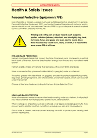 This is page 13 of the course notes for the welding course, describing the required PPE
