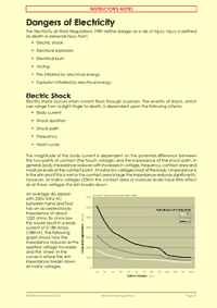 This is page 14 of the course notes for the Electricity at Work Regulations course, explaining the effects of electric shock