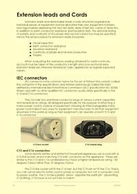 Page 24 of the course notes provided on the PAT testing training course, describing the subtle differences between the various types of IEC lead that are often found connected to portable appliances