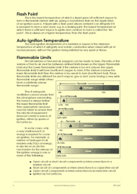This is page 4 of the course notes for the ATEX training course, describing how various materials exhibit different properties with regard to flash point and auto-ignition temperatures