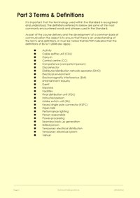 This is page 6 of the course notes for the BS7909 course, listing some of the definitions used in the Standard. Candidates discuss what each of these terms mean