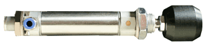 One of the single-acting cylinders which candidates interconnect in the practical exercises to form various useful systems on the Pneumatic training course