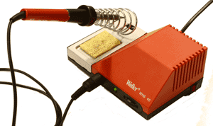 One of the soldering stations used on the soldering course